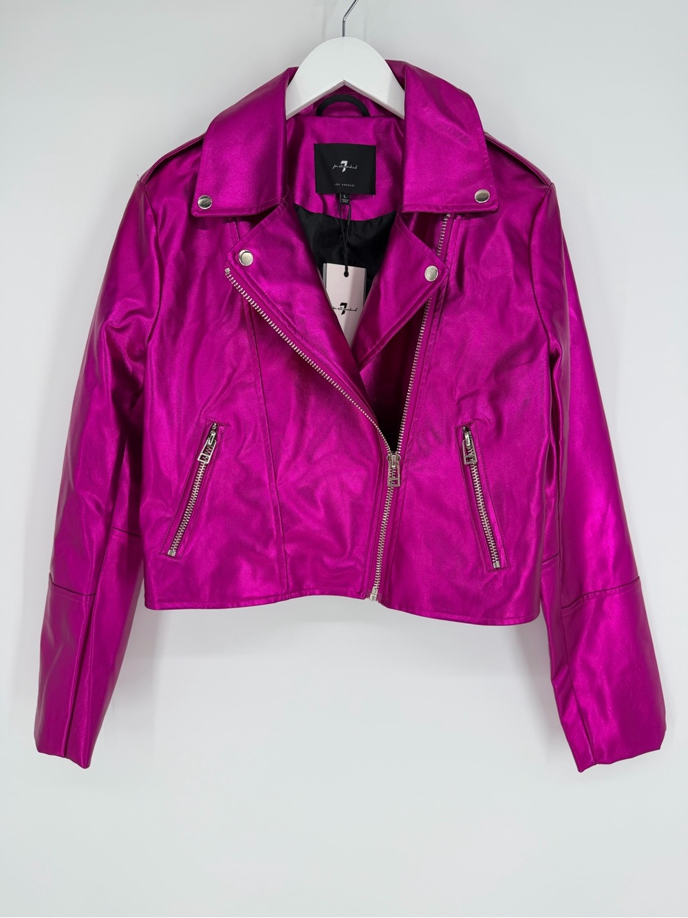 7 For All Mankind Faux Leather Metallic Pink 'Moto' Jacket